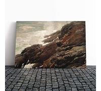 Big Box Art Canvas Print Wall Art Winslow Homer High Cliff Coast Maine | Mounted & Stretched Box Frame Picture | Home Decor for Kitchen, Living Room, Bedroom, Hallway, Multi-Colour, 20x14 Inch