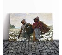 Big Box Art Canvas Print Wall Art Winslow Homer The Cotton Pickers | Mounted and Stretched Box Frame Picture | Home Decor for Kitchen, Living Room, Bedroom, Hallway, Multi-Colour, 30x20 Inch