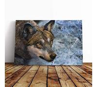 Big Box Art Canvas Print Wall Art Wolf in The Wild (2) | Mounted and Stretched Box Frame Picture | Home Decor for Kitchen, Living, Dining Room, Bedroom, Hallway, Multi-Colour, 24x16 Inch
