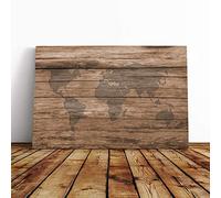 Big Box Art Canvas Print Wall Art World Map (1) | Mounted and Stretched Box Frame Picture | Home Decor for Kitchen, Living, Dining Room, Bedroom, Hallway, Multi-Colour, 20x14 Inch