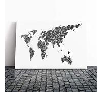 Big Box Art Canvas Print Wall Art World Map (3) | Mounted and Stretched Box Frame Picture | Home Decor for Kitchen, Living, Dining Room, Bedroom, Hallway, Multi-Colour, 20x14 Inch