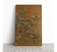 Big Box Art Canvas Print Wall Art Yao Tingmei Oriental Peacock and Hollycock | Mounted & Stretched Box Frame Picture | Home Decor for Kitchen, Living Room, Bedroom, Hallway, Multi-Colour, 24x16 Inch