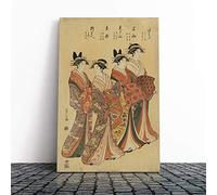 Big Box Art Canvas Print Wall Courtesans Japanese Oriental Art | Mounted & Stretched Box Frame Picture | Home Decor for Kitchen, Living Room, Bedroom, Hallway, Multi-Colour, 24x16 Inch