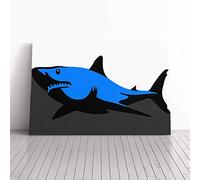 Big Box Art Canvas Print Wall Graphic Shark Art (3) | Mounted and Stretched Box Frame Picture | Home Decor for Kitchen, Living, Dining Room, Bedroom, Hallway, Multi-Colour, 24x16 Inch