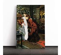 Big Box Art Canvas Print Wall James Tissot Women Looking at Art | Mounted & Stretched Box Frame Picture | Home Decor for Kitchen, Living Room, Bedroom, Hallway, Multi-Colour, 30x20 Inch