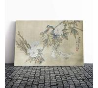 Big Box Art Canvas Print Wall Ren Yi Japanes Oriental Art 2 | Mounted and Stretched Box Frame Picture | Home Decor for Kitchen, Living, Dining Room, Bedroom, Hallway, Multi-Colour, 24x16 Inch