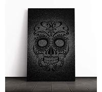 Big Box Art Canvas Print Wall Sugar Skull Design Art (1) | Mounted and Stretched Box Frame Picture | Home Decor for Kitchen, Living, Dining Room, Bedroom, Hallway, Multi-Colour, 24x16 Inch