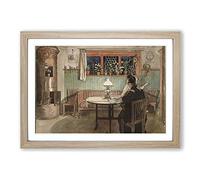 Big Box Art Carl Larsson When The Children Have Gone to Bed Framed Wall Art Picture Print Ready to Hang, Oak A2 (62 x 45 cm)