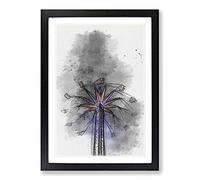 Big Box Art Carnival Ride at Night in Abstract Framed Wall Art Picture Print Ready to Hang, Black A2 (62 x 45 cm)