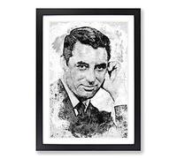 Big Box Art Cary Grant in Abstract Framed Wall Art Picture Print Ready to Hang, Black A2 (62 x 45 cm)