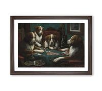 Big Box Art Cassius Marcellus Coolidge Dogs Playing Poker Framed Wall Art Picture Print Ready to Hang, Walnut A2 (62 x 45 cm)