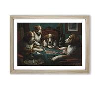 Big Box Art Cassius Marcellus Coolidge Dogs Playing Poker Framed Wall Art Picture Print Ready to Hang, Oak A2 (62 x 45 cm)