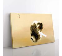 Big Box Art Cat Grooming Itself by Takeuchi Seiho Painting Canvas Wall Art Print Ready to Hang Picture, 76 x 50 cm (30 x 20 Inch), Yellow, Cream, White, Blue
