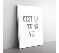 Big Box Art C'est La Vie V2 Typography Canvas Wall Art Print Ready to Hang Picture, 76 x 50 cm (30 x 20 Inch), White