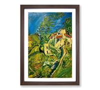 Big Box Art Chaim Soutine View of Town Framed Wall Art Picture Print Ready to Hang, Walnut A2 (62 x 45 cm)