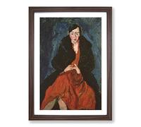 Big Box Art Chaim Soutine Woman in red Framed Wall Art Picture Print Ready to Hang, Walnut A2 (62 x 45 cm)