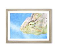 Big Box Art Chameleon Lizard Vol.4 Painting Framed Wall Art Picture Print Ready to Hang, Oak A2 (62 x 45 cm)