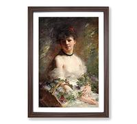Big Box Art Charles Joshua Chaplin Young Girl Framed Wall Art Picture Print Ready to Hang, Walnut A2 (62 x 45 cm)