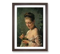 Big Box Art Charles Joshua Chaplin Young Girl with a Nest Framed Wall Art Picture Print Ready to Hang, Walnut A2 (62 x 45 cm)