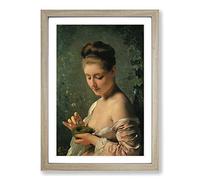 Big Box Art Charles Joshua Chaplin Young Girl with a Nest Framed Wall Art Picture Print Ready to Hang, Oak A2 (62 x 45 cm)
