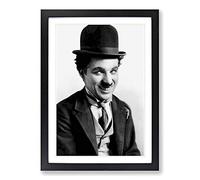 Big Box Art Charlie Chaplin (1) Framed Wall Art Picture Print Ready to Hang, Oak A2 (62 x 45 cm)