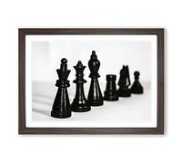 Big Box Art Chess Board Game Pieces (1) Framed Wall Art Picture Print Ready to Hang, Walnut A2 (62 x 45 cm)
