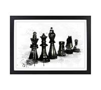 Big Box Art Chess Board Game Pieces (1) V3 Framed Wall Art Picture Print Ready to Hang, Black A2 (62 x 45 cm)