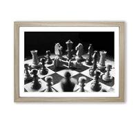 Big Box Art Chess Checkmate Framed Wall Art Picture Print Ready to Hang, Oak A2 (62 x 45 cm)