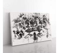 Big Box Art Chess Checkmate Watercolour Canvas Wall Art Print Ready to Hang Picture, 76 x 50 cm (30 x 20 Inch), Black, Grey, Black, Grey