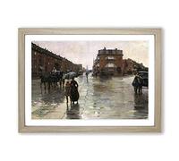 Big Box Art Childe Hassam Rainy Day, Boston Framed Wall Art Picture Print Ready to Hang, Oak A2 (62 x 45 cm)