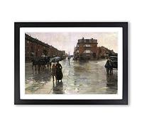 Big Box Art Childe Hassam Rainy Day, Boston Framed Wall Art Picture Print Ready to Hang, Oak A2 (62 x 45 cm)