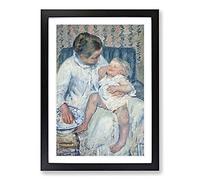 Big Box Art Childs Bath Time by Mary Cassatt Framed Wall Art Picture Print Ready to Hang, Black A2 (62 x 45 cm)