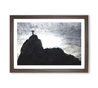 Big Box Art Christ The Redeemer in Rio Vol.1 Painting Framed Wall Art Picture Print Ready to Hang, Walnut A2 (62 x 45 cm)