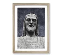 Big Box Art Christ The Redeemer in Rio Vol.2 Painting Framed Wall Art Picture Print Ready to Hang, Oak A2 (62 x 45 cm)