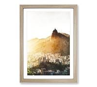 Big Box Art Christ The Redeemer in Rio Vol.3 Painting Framed Wall Art Picture Print Ready to Hang, Oak A2 (62 x 45 cm)