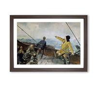 Big Box Art Christian Krohg Leiv Eirikson Discovering America Framed Wall Art Picture Print Ready to Hang, Walnut A2 (62 x 45 cm)