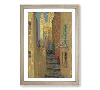 Big Box Art Church Street by Henri Le Sidaner Framed Wall Art Picture Print Ready to Hang, Oak A2 (62 x 45 cm)