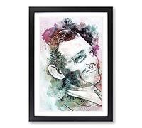 Big Box Art Clark Gable in Abstract Framed Wall Art Picture Print Ready to Hang, Black A2 (62 x 45 cm)