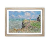 Big Box Art Cliff Walk at Pourville by Claude Monet Framed Wall Art Picture Print Ready to Hang, Oak A2 (62 x 45 cm)