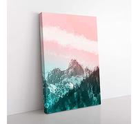 Big Box Art Cloud Stripe Over The Mountains in Abstract Canvas Wall Art Print Ready to Hang Picture, 76 x 50 cm (30 x 20 Inch), Pink, Green, Turquoise, Grey
