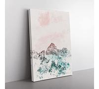 Big Box Art Cloud Stripe Over The Mountains Watercolour Canvas Wall Art Print Ready to Hang Picture, 76 x 50 cm (30 x 20 Inch), Pink, Green, Turquoise, Grey
