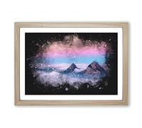 Big Box Art Clouds Over The Swiss Mountains Paint Splash Framed Wall Art Picture Print Ready to Hang, Oak A2 (62 x 45 cm)