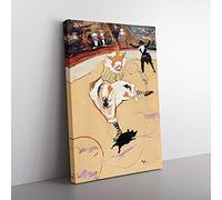 Big Box Art Clown at The Circus Fernando by Henri De Toulouse-Lautrec Canvas Wall Art Print Ready to Hang Picture, 76 x 50 cm (30 x 20 Inch), Yellow, Beige, Cream