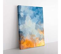 Big Box Art Code Word in Abstract Canvas Wall Art Print Ready to Hang Picture, 76 x 50 cm (30 x 20 Inch), Blue, Grey, Blue, Orange