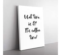 Big Box Art Coffe Time Typography Canvas Wall Art Print Ready to Hang Picture, 76 x 50 cm (30 x 20 Inch), White, Black