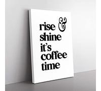 Big Box Art Coffee Time Typography Canvas Wall Art Print Ready to Hang Picture, 76 x 50 cm (30 x 20 Inch), White, Black, Black