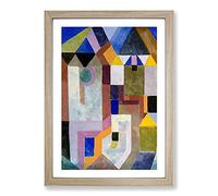 Big Box Art Colorful Architecture by Paul Klee Framed Wall Art Picture Print Ready to Hang, Oak A2 (62 x 45 cm)