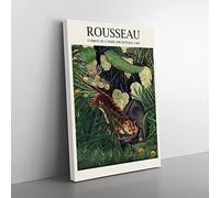 Big Box Art Combat of A Tiger and Buffalo Vol.2 Henri Rousseau Canvas Wall Art Print Ready to Hang Picture, 76 x 50 cm (30 x 20 Inch), Exhibition