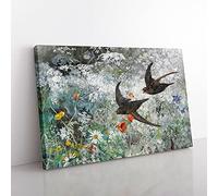 Big Box Art Common Swift Birds by Bruno Liljefors Canvas Wall Art Print Ready to Hang Picture, 76 x 50 cm (30 x 20 Inch), Cream, Grey, Grey
