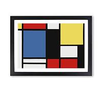 Big Box Art Composition Vol.3 by Piet Mondrian Framed Wall Art Picture Print Ready to Hang, Black A2 (62 x 45 cm)